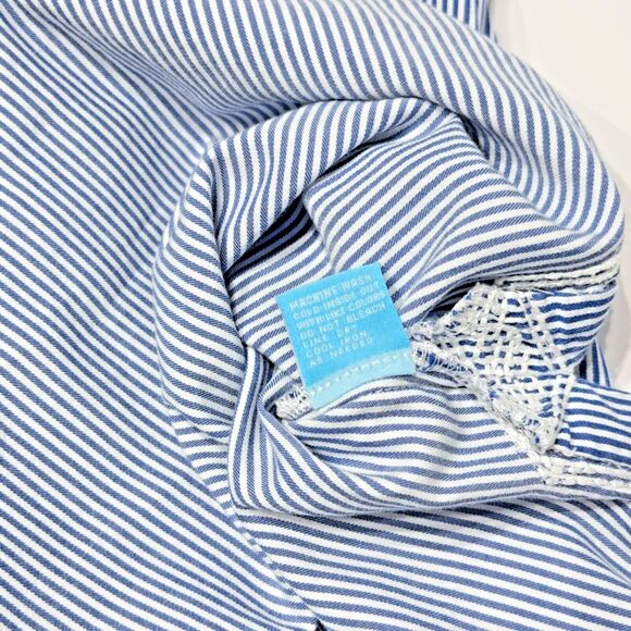 J. McLaughlin Blue Striped Lace Trim Blouse Tunic 3/4 Sleeve Women's Size S (A1) - Picture 15 of 16